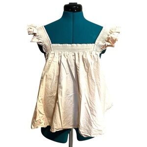 English Factory Light Beige Cotton Trapeze Top Ruffle Shoulder Straps Medium